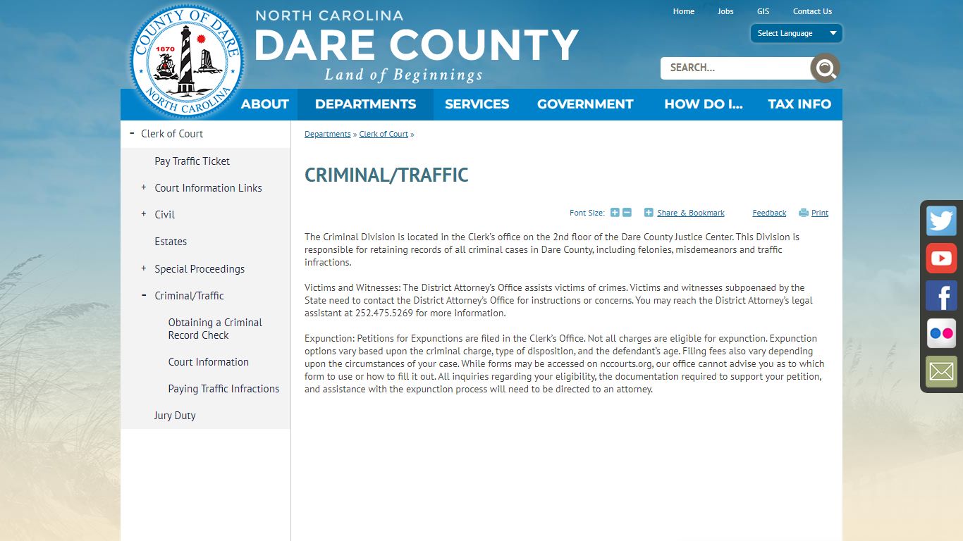 Criminal/Traffic | Dare County, NC - Dare County, North Carolina