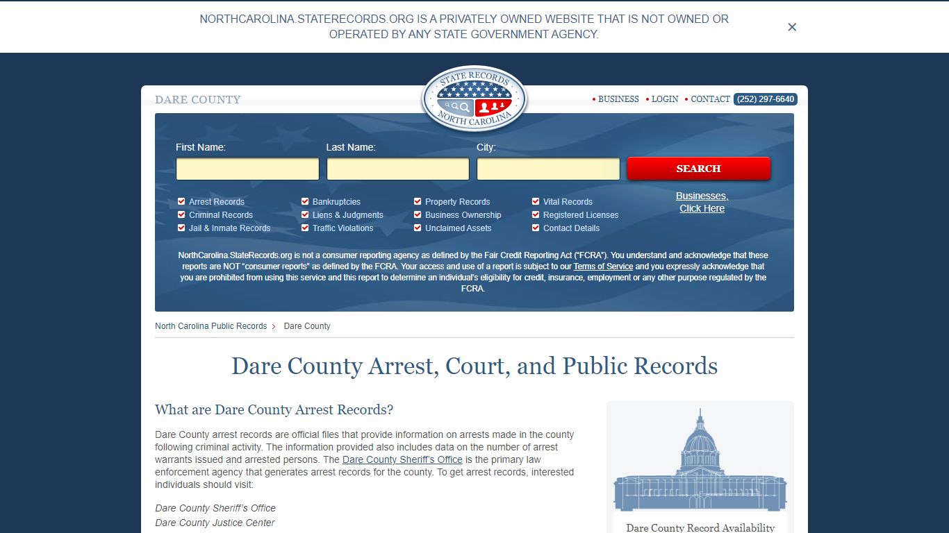 Dare County Arrest, Court, and Public Records