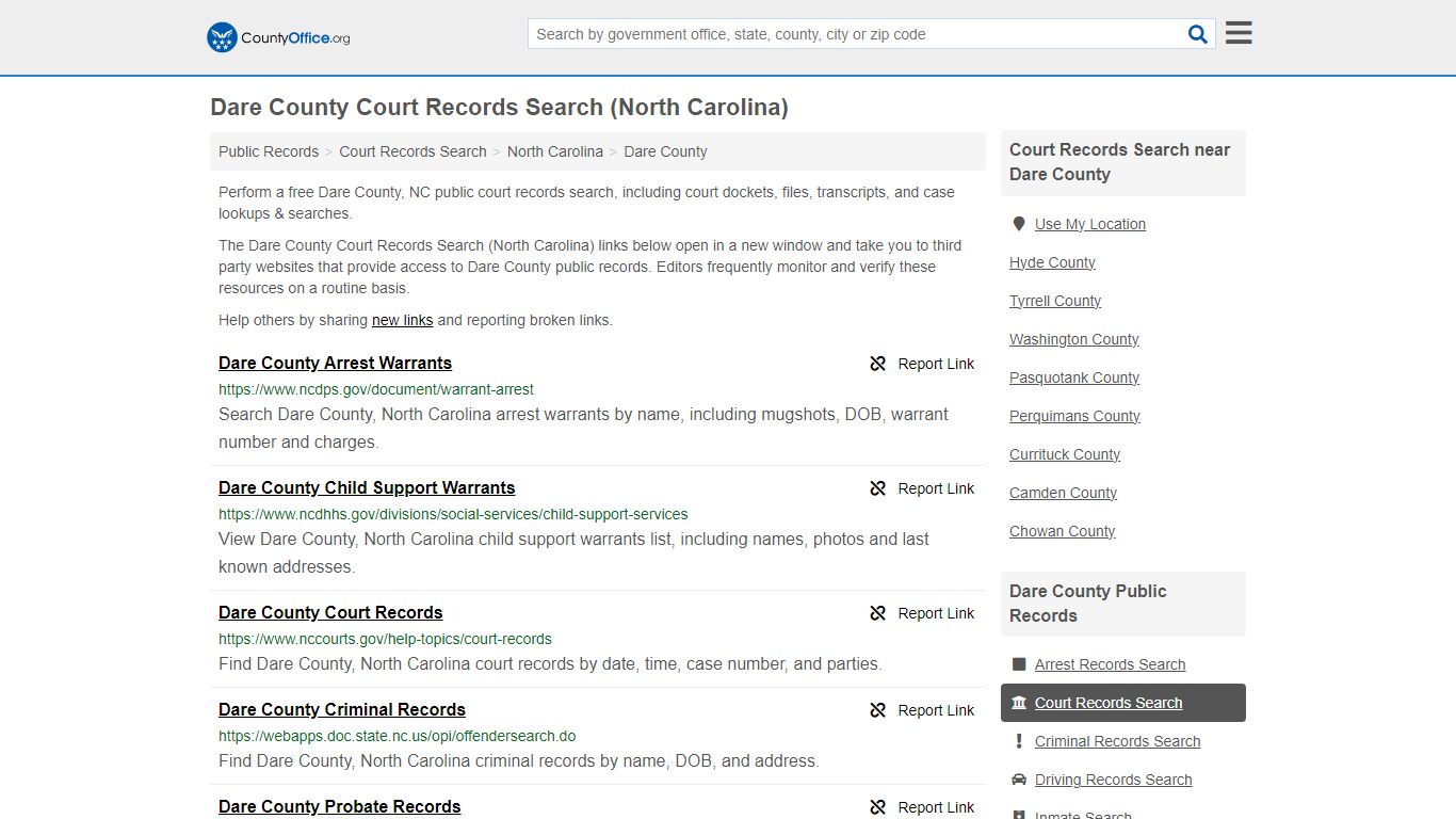 Court Records Search - Dare County, NC (Adoptions, Criminal, Child ...